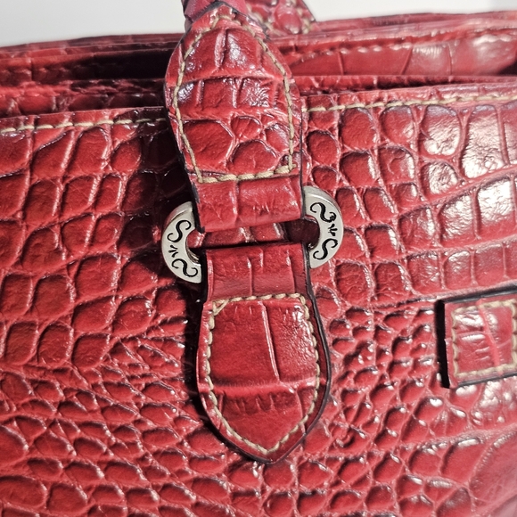 Western Accent Shoulder Bag Purse Red Faux Leather Alligator/Crocodile GUC - Picture 7 of 13